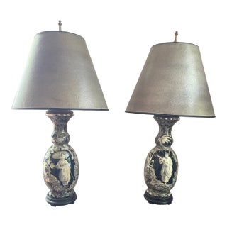 1960s Pair of Lamps With Shades For Sale