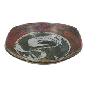 Mid Century Joel Edwards Shallow Abstract Pottery Bowl