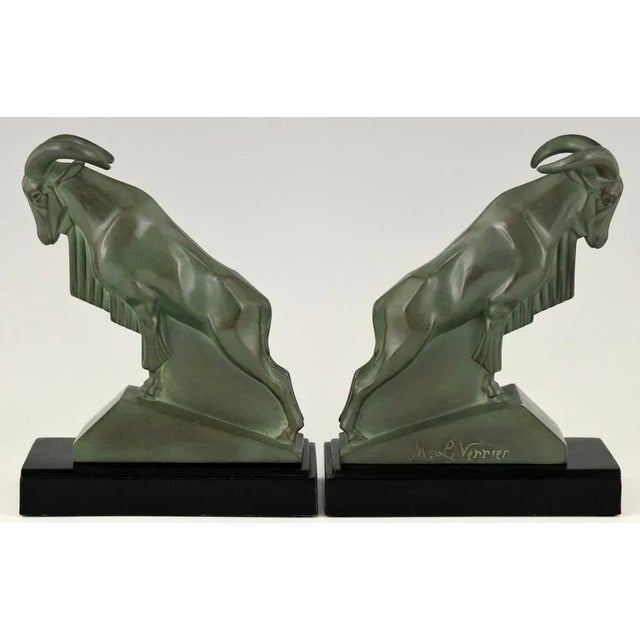 Art Deco Ram Bookends by Max Le Verrier, 1930, Set of 2 For Sale - Image 3 of 11