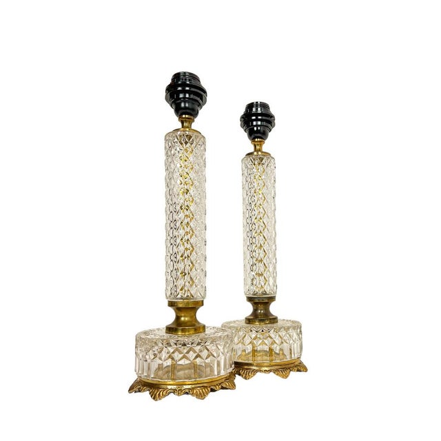 French Cut Glass or Crystal Table Lamps, 1950s, Set of 2 For Sale - Image 14 of 14