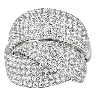 Late 20th Century 18K White Gold Diamond Designer Ring Band, Size 6.5 For Sale