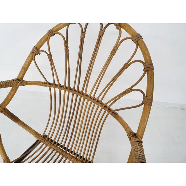Rattan and Metal Lounge Chair by Rohe Noordwolde, The Netherlands, 1950s For Sale - Image 6 of 10