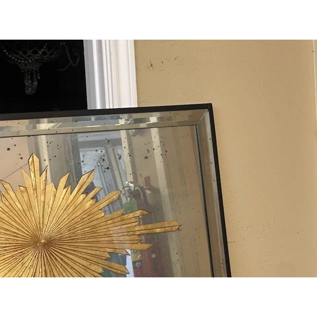 Transitional Pair of Jansen Manner Eglomise’ Sunburst Trumeau Mirrors For Sale - Image 3 of 8
