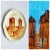 Burnt Orange Vintage Italian Faience Platter With Scalloped Edge and Village Scene For Sale - Image 8 of 12
