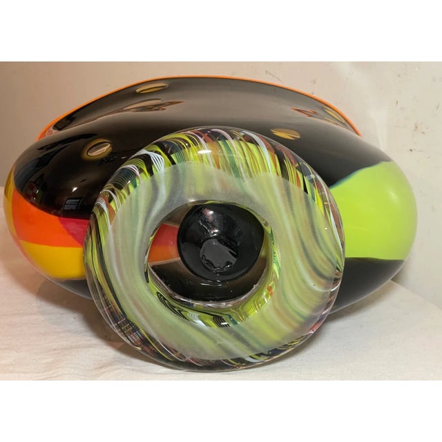 Large Blown Harry Stuart RPM Studio Centerpiece Bowl Art Glass Sculpture Vase For Sale - Image 14 of 14
