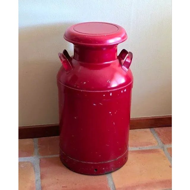 Vintage Penn-Michigan 10 Gal Steel Milk Can Red w/ Lid & Handles 25" Tall Add rustic charm to your space with this vintage...