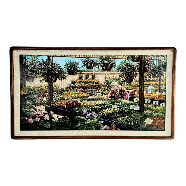 Janet Kruskamp Original Oil Painting Framed Signed Garden Scene 35" For Sale