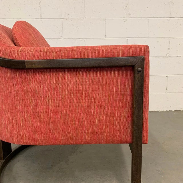 Mid-Century Modern Upholstered Barrel Club Chair For Sale - Image 4 of 8