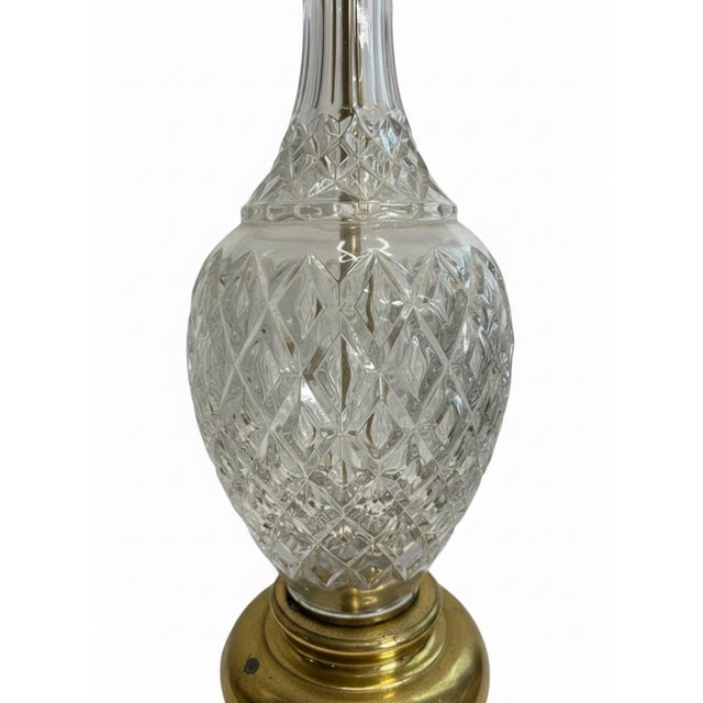 1970s Vintage Waterford Alana Cut Crystal & Brass Table Lamps - A Pair For Sale - Image 5 of 10