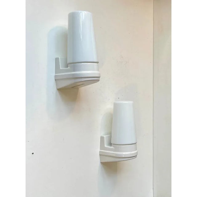 White Porcelain Wall Sconces by Prince Sigvard Bernadotte for Ifö, 1960s, Set of 2 For Sale - Image 11 of 11