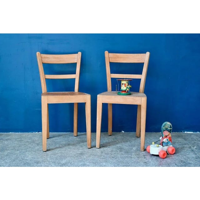 Rustic Wooden Children's Bistro Chair, 1950s For Sale - Image 3 of 9