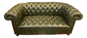 Green Leather Chesterfield 2-Seater Sofa