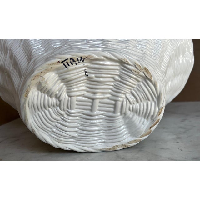 White Vintage Italian Ceramic Basket For Sale - Image 8 of 8
