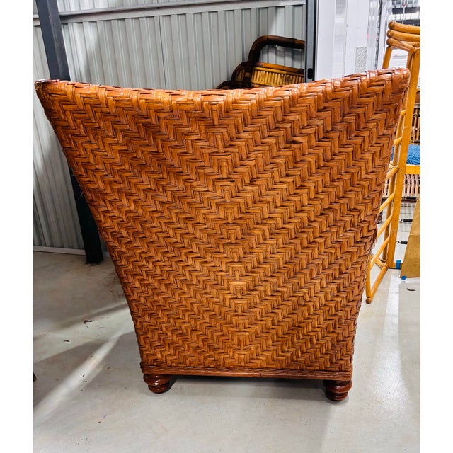Beautiful Rattan Wicker Lounge Chair Made in Usa by Braxton Culler. Comfort and Beauty Will Make This Your “Go To” Lounge and Reading Chair For Sale - Image 10 of 12