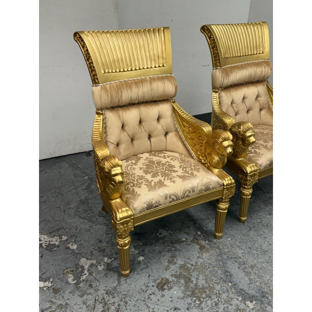 Gemstone Homey Design Opulent Lion Head + Winged Arm Chairs, Pair For Sale - Image 7 of 12