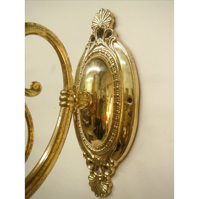 1930s Vintage Brass Electric Wall Sconces - Pair For Sale - Image 5 of 8