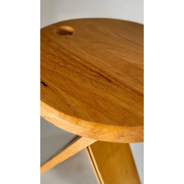 1970s French Folded Stool in Wood by Adrian Reed, 1970 For Sale - Image 5 of 8