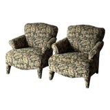 Sage Acanthus Tapestry Club Chairs, John Hutton for Donghia Luciano, 1990s, Pair For Sale
