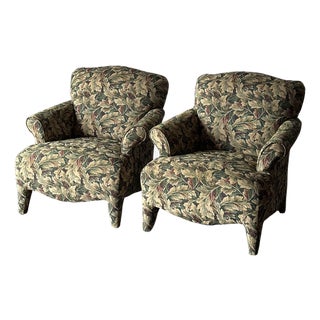 Sage Acanthus Tapestry Club Chairs, John Hutton for Donghia Luciano, 1990s, Pair For Sale