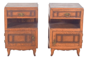 Portuguese Oak Bedside Tables, 1980s, Set of 2