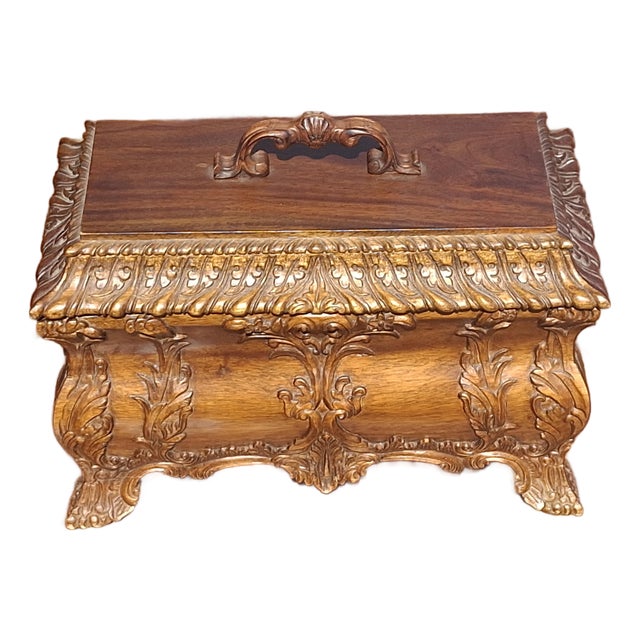 Italian Rococo Style Carved Mahogany Table Box For Sale