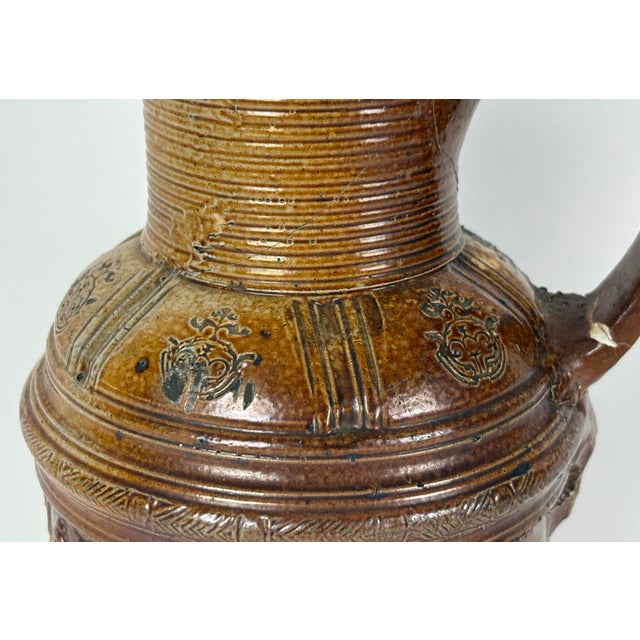 Renaissance Early 1600's German Raeren Stoneware Jug For Sale - Image 3 of 11