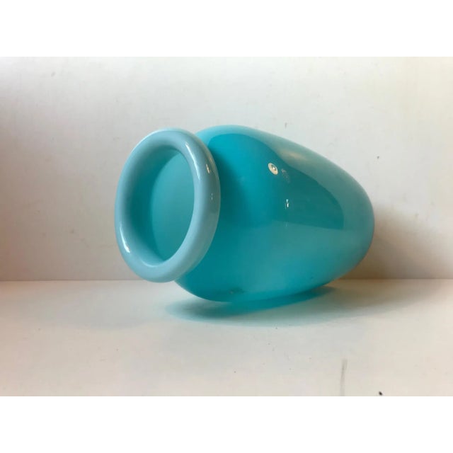 Baby Blue Glass Vase with Folded Collar by Michael Bang for Holmegaard, 1970s For Sale - Image 3 of 7