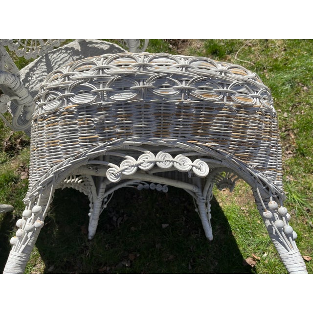 1899 Attributed to Heywood & Wakefield Wicker Loveseat, 2 Chairs and Cocktail Table Seating Group- 4 Pieces For Sale - Image 18 of 18
