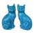 Vintage Chinese Turquoise Blue Glazed Ceramic Mantle Cat Sculpture - A Pair For Sale