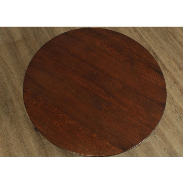 Antique Victorian 36 inch Round Oak Center Table For Sale In Philadelphia - Image 6 of 13