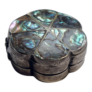 1960s Sterling Silver and Abalone Mexican Pill Box -