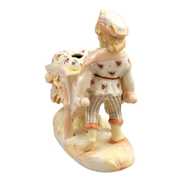 Porcelain Boy with Wheelbarrow Posy Holder by Krister Waldenburg for KPM, Germany, 1910 For Sale - Image 4 of 13