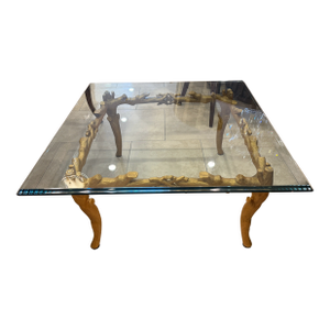 Hollywood Regency Mid 20th Century Gold Leaf Faux Bois Cocktail Table