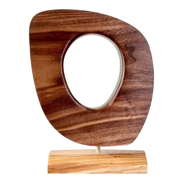 Contemporary Modern Geometric Abstract Sculpture - Walnut and Oak Wood For Sale