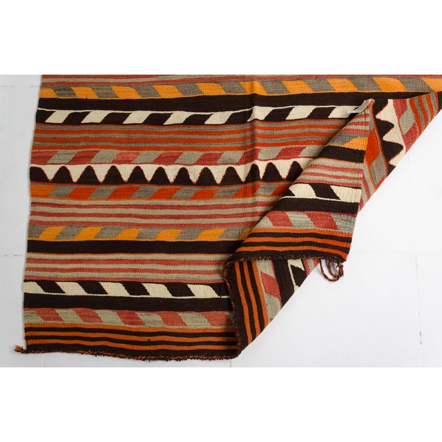 Turkish 1950s Handwoven Sawtooth Striped Tribal Rug For Sale - Image 3 of 10