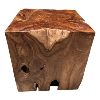 Andrianna Shamaris Sculptural Teak Wood Side Table For Sale