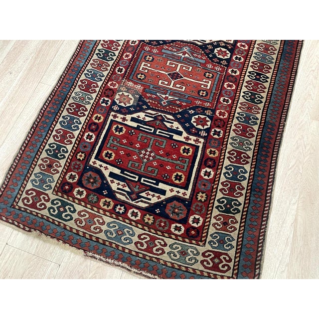 Late 19th Century Antique 1880s Caucasian Kazak Runner 3.2' X 8' (97cm X 244cm) For Sale - Image 5 of 8