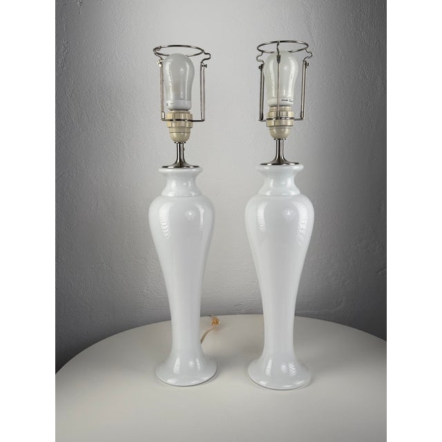 Glass Napoli Opaline Glass Table Lamps from Royal Copenhagen, Denmark, Set of 2 For Sale - Image 7 of 7