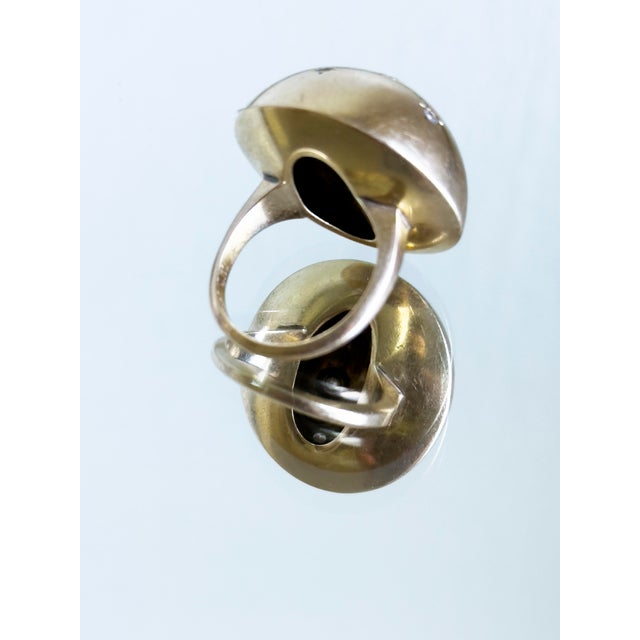 1960s 1960s 14k Gold Diamond Starburst Dome Ring With Celestial Modernist Design, Size 6.5 For Sale - Image 5 of 8