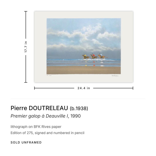 Contemporary 1990 Pierre Doutreleau Premier Galop À Deauville I Signed Lithograph For Sale - Image 3 of 3