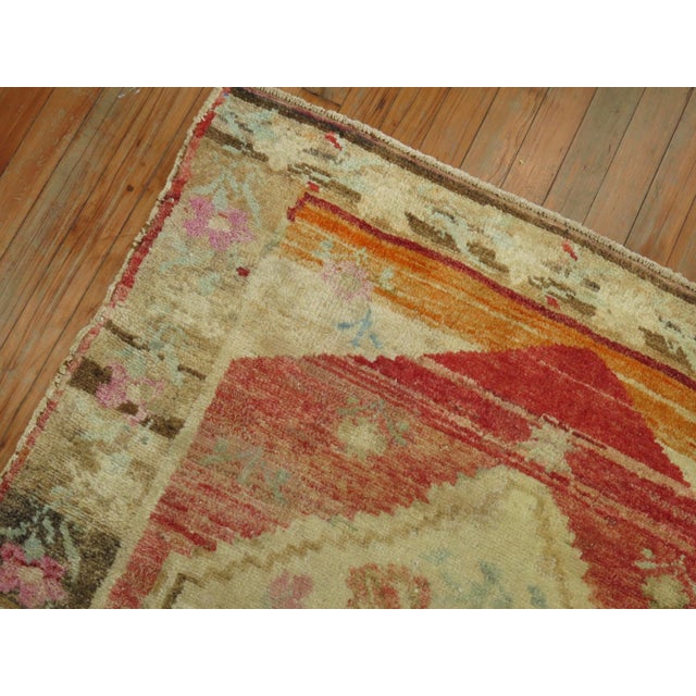 Mid 20th Century Vintage Square Medallion Turkish Throw Rug - 3'7" x 3'10" For Sale - Image 5 of 5