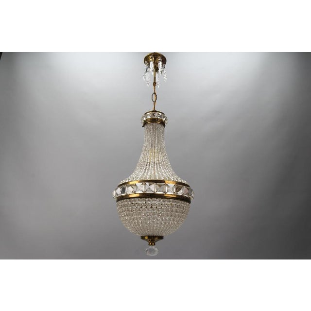 - This absolutely adorable Czech crystal beaded Empire-style dome chandelier pendant from circa the 1950s consists of...