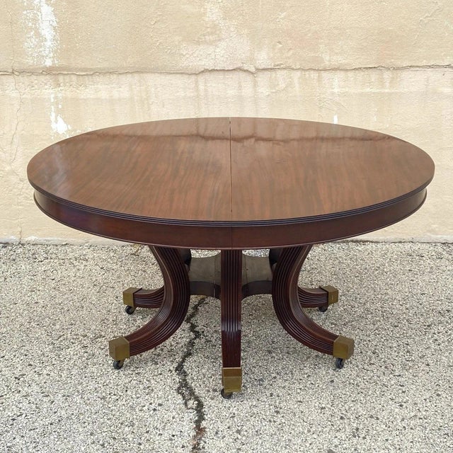 Antique English Regency Round Mahogany Extension Dining Banquet Table W 6 Leaves For Sale - Image 18 of 18