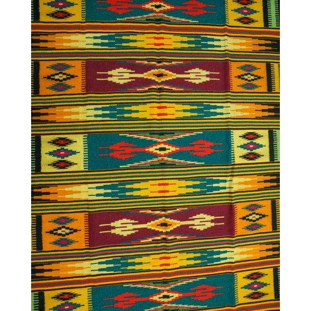 Beige Vintage Mexican Serape / Saltillo-Style Handwoven Wool Flatweave Rug, 1970s For Sale - Image 8 of 12