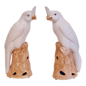Chinese Export Porcelain Cockatoos - A Pair
