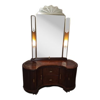 1930s Vintage Art Deco Wing Door Vanity For Sale