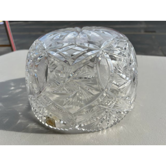 Vintage Cut Crystal Bowl Marked Fifth Avenue For Sale - Image 9 of 11