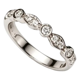 Late 20th Century 18K White Gold Eternity Diamond Wedding Band Ring, Size 6.25 For Sale