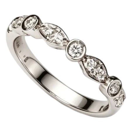 Late 20th Century 18K White Gold Eternity Diamond Wedding Band Ring, Size 6.25 For Sale