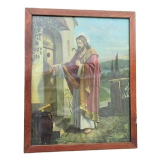Oswald Voelkel, Knock and It Shall Be Opened Unto You, 1900s, Chromolithograph, Framed For Sale